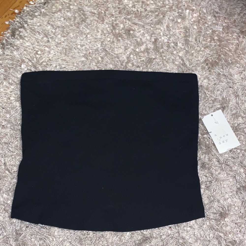 a new day Black Ribbed Mini Tube top size M built in bra